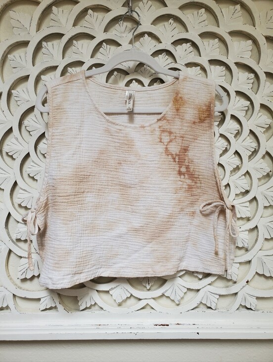 Zenana Outfitters Tops - Zenana Crinkle Gauze Cotton Bib Tank Top Tea Dyed Overdyed Size LG NWOT